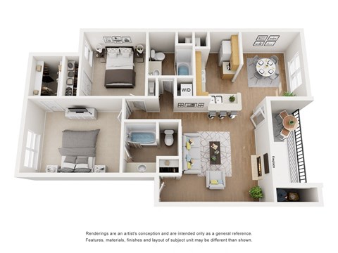 Tribeca 2 Bed 2 Bath Sq. Ft.: 1,000 Floor Plan at The Manhattan Apartments, TX,